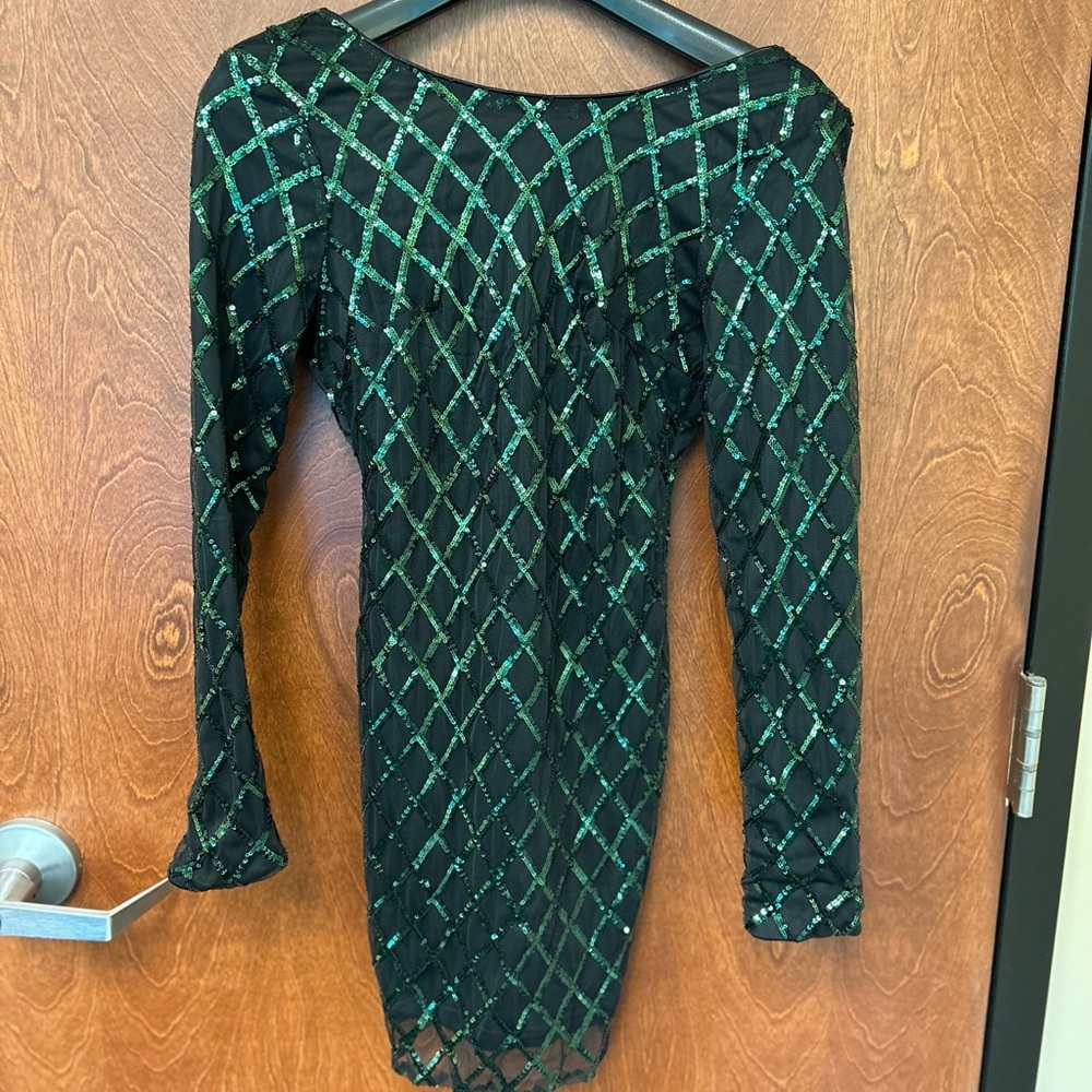 Green sequined cocktail dress